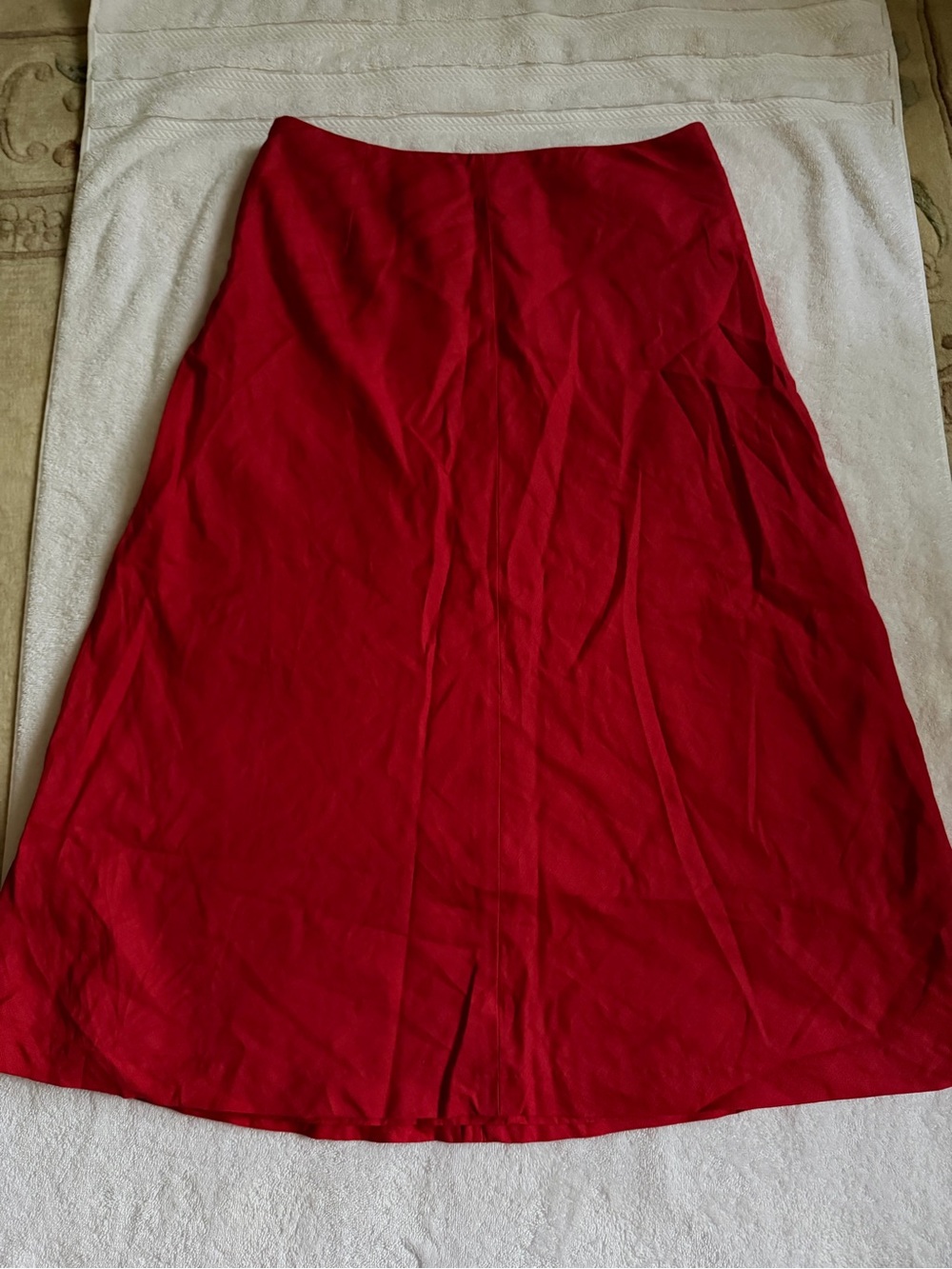 Talbots Red 100% linen Midi A-Line Skirt